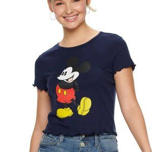 New Mickey Mouse Blue Short Sleeve Crop Top